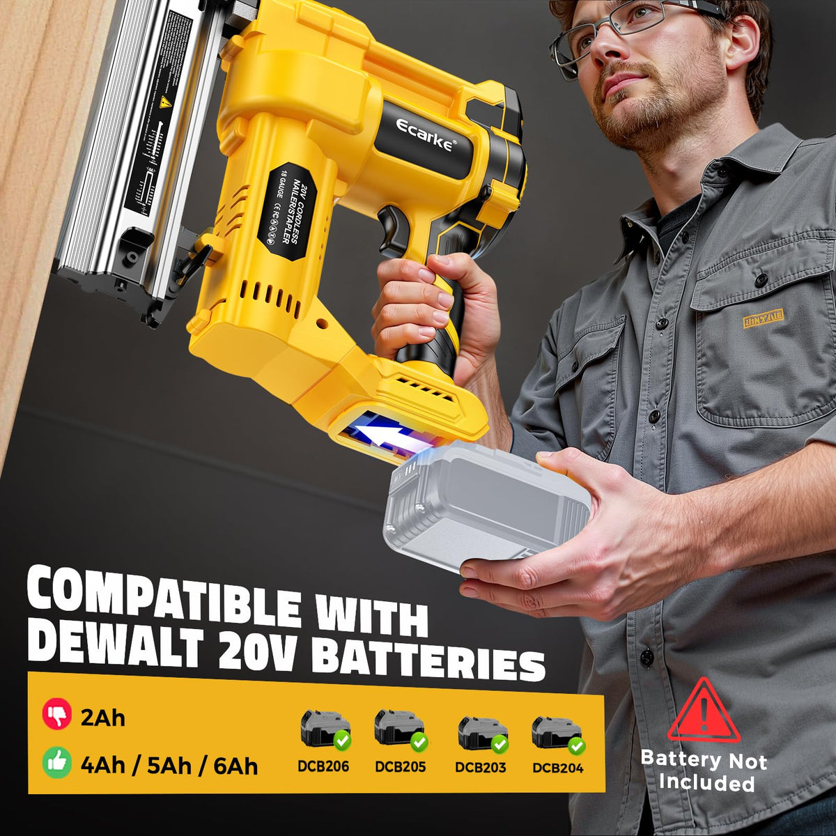 Cordless 2 in 1 Electric Nail Gun Staple Gun with 18GA Nails D58156