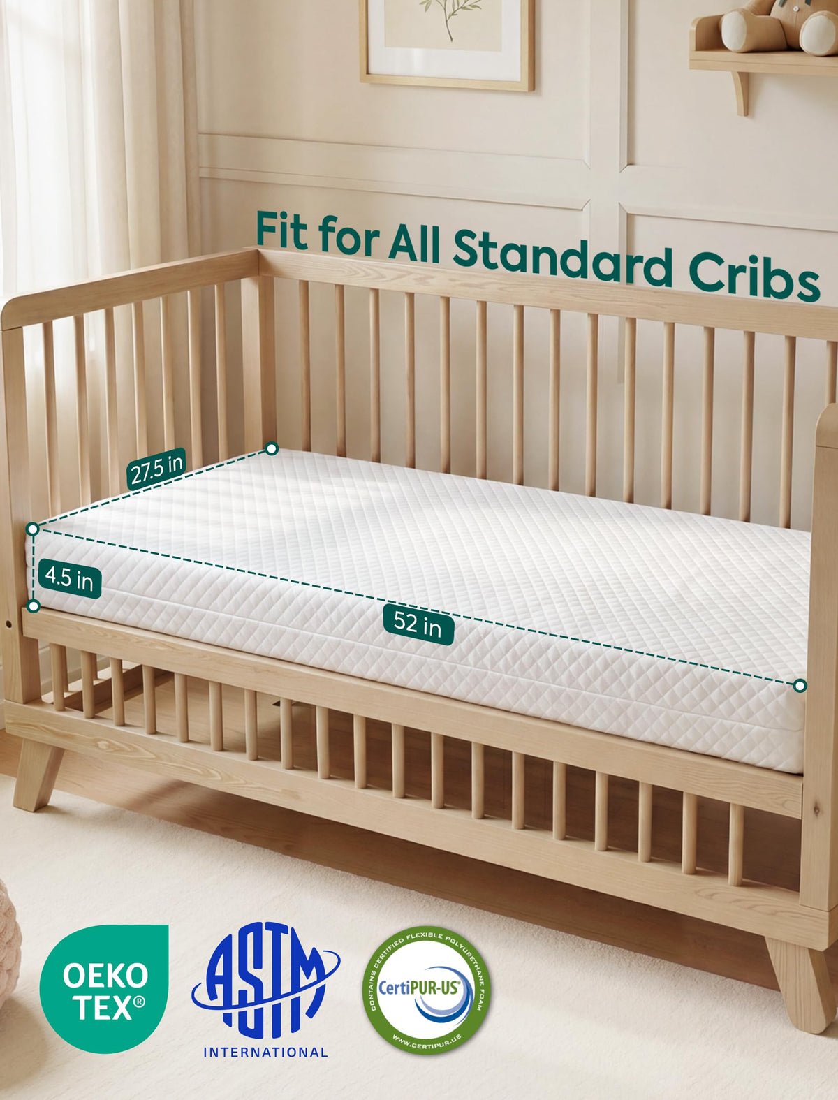 Dual-Sided Memory Foam Waterproof Crib Mattress Y873