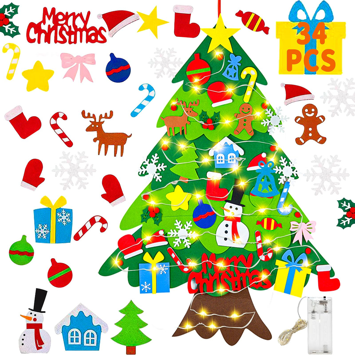 3.15 FT Lighted Felt Christmas Tree G478