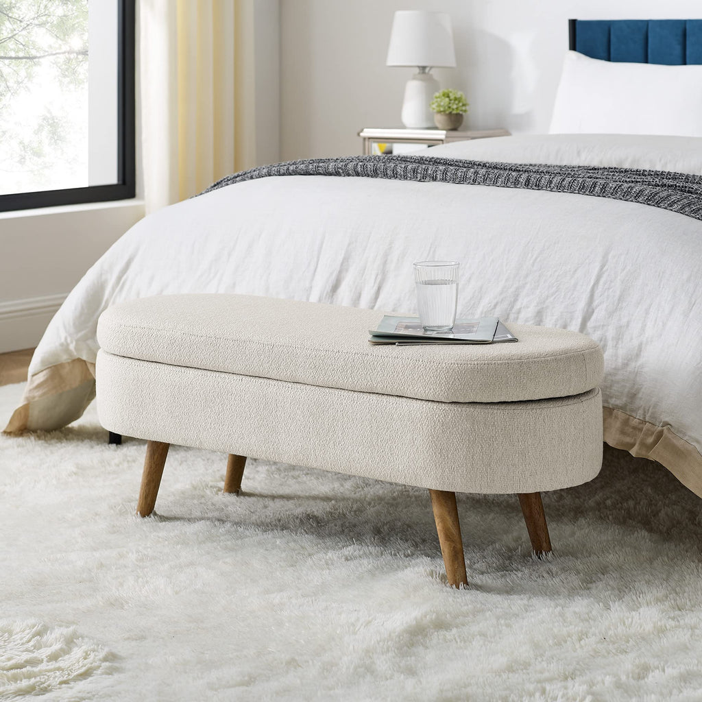 Oval Storage Bench with Rubber Wood Legs C333