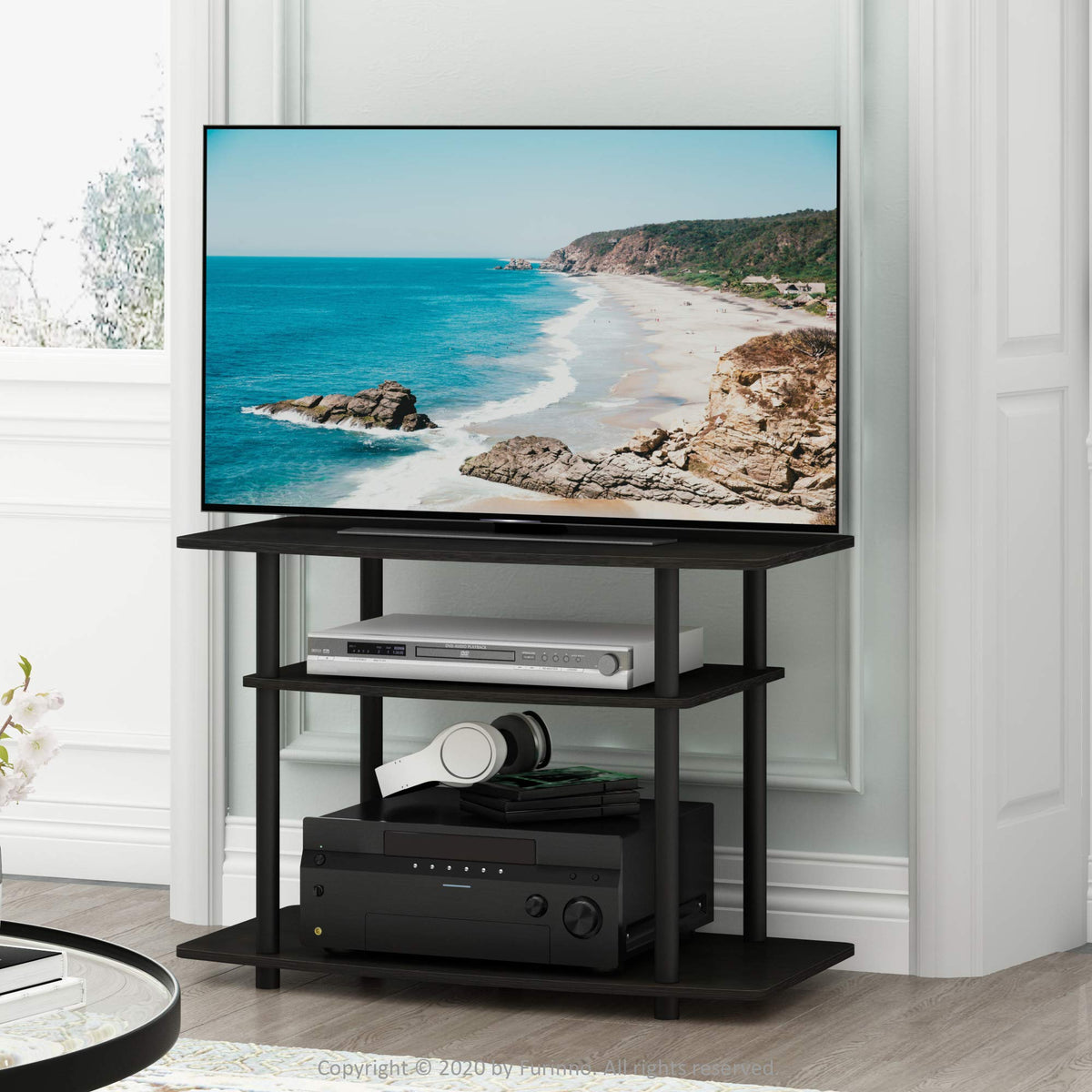 3-Tier Espresso Black TV Stand V15824
