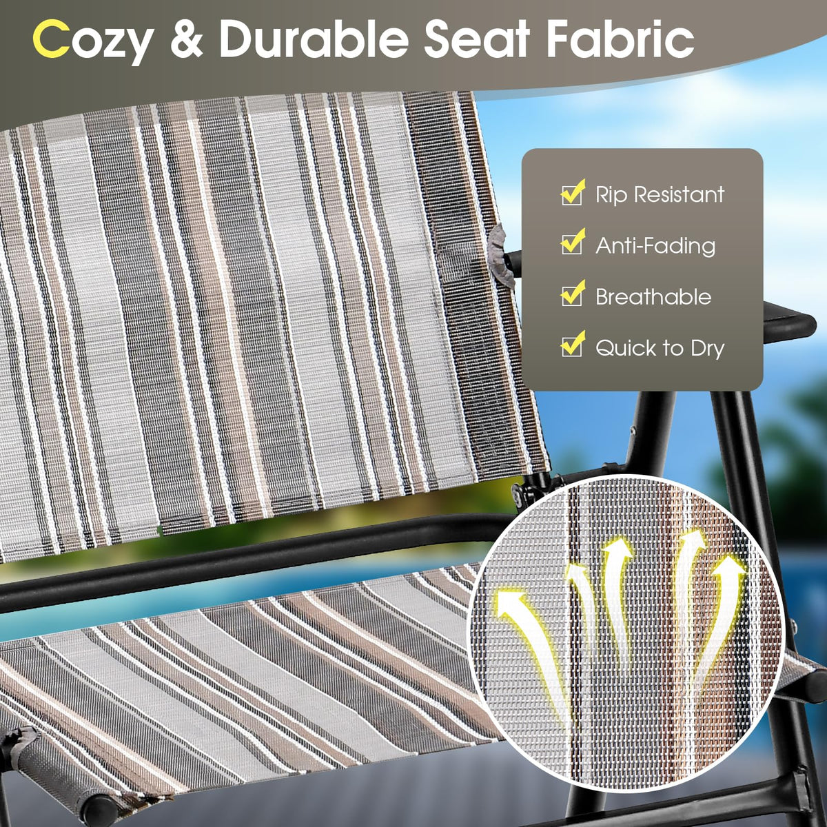 Patio Chairs Set of 2 Folding Armrests Metal Frame R669246