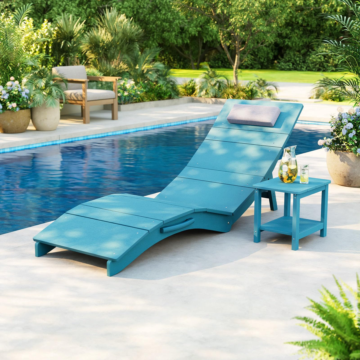 Turquoise Rectangular Outdoor Side Table A453