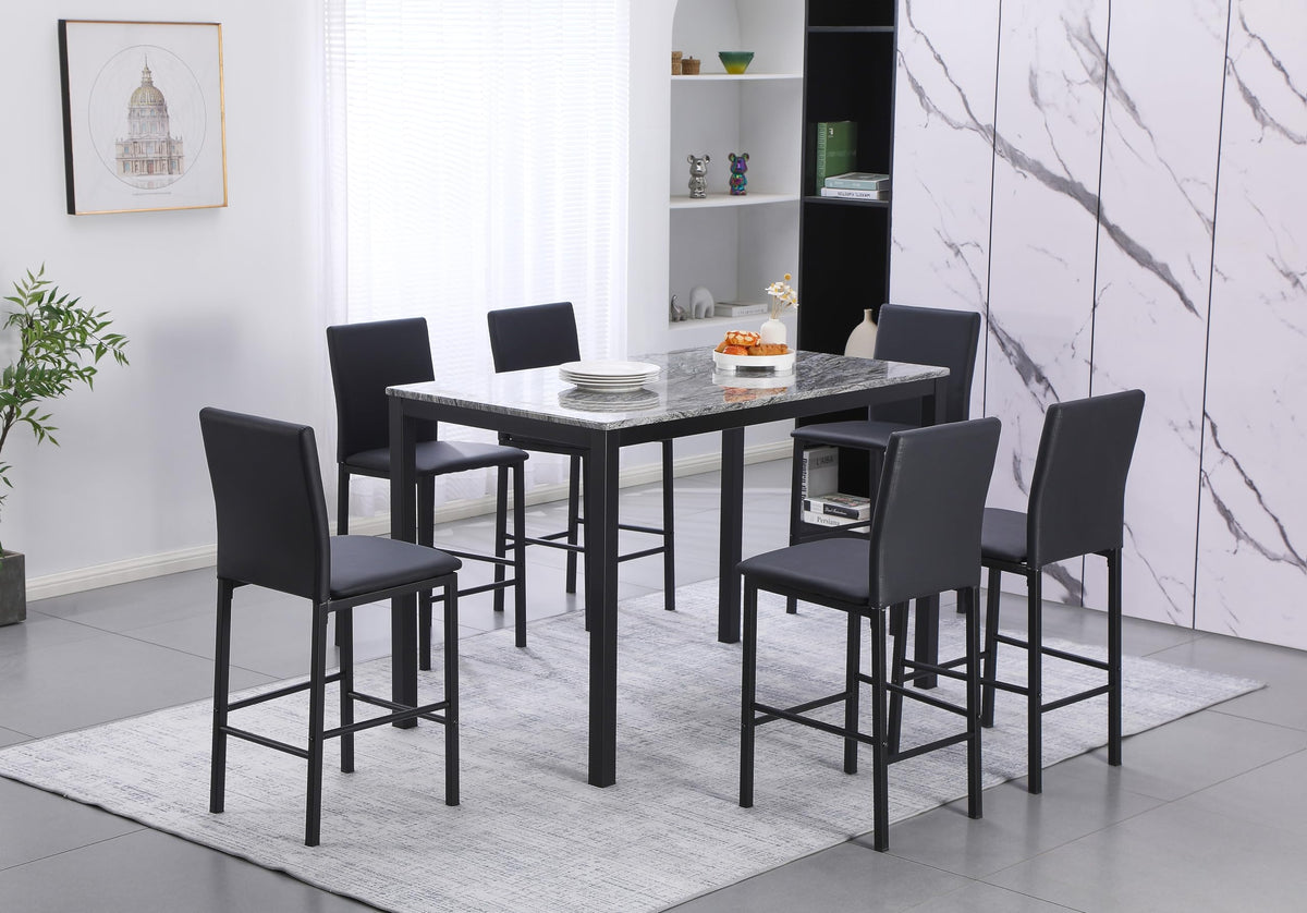 Black Faux Leather Barstools Set of 6 I772097
