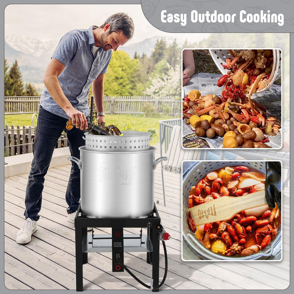 60QT Seafood Boil Pot with Basket and Burner N58277