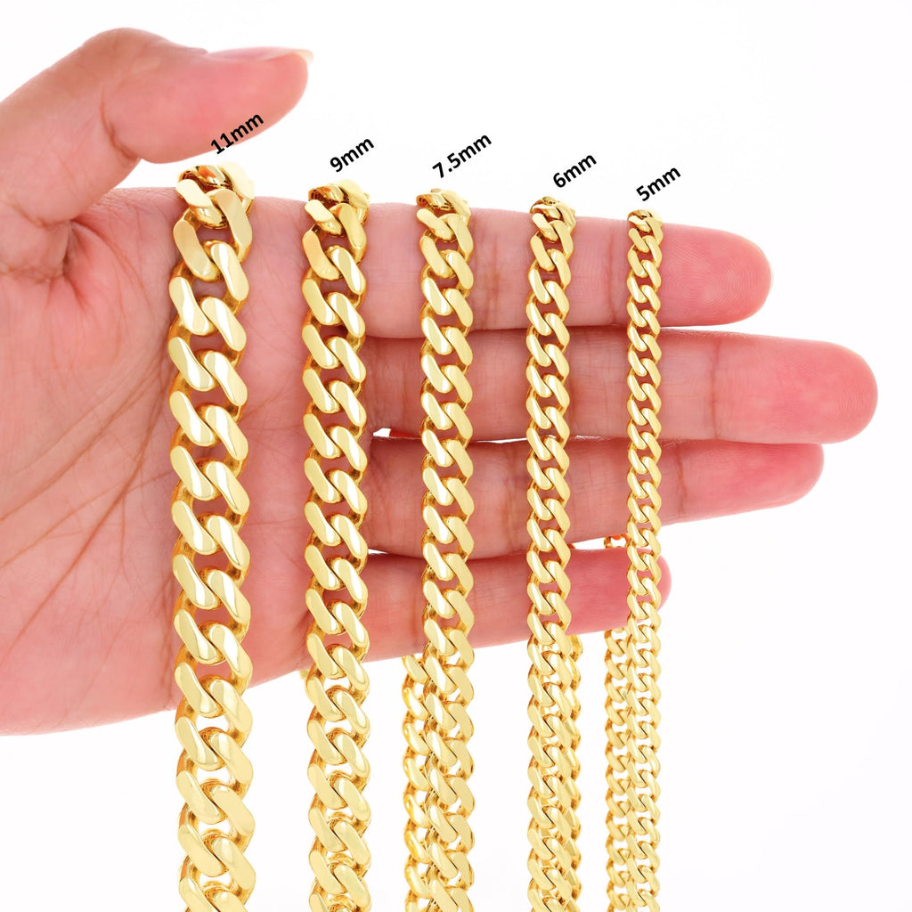 14k Yellow Gold Cuban Link Chain Necklace K383701
