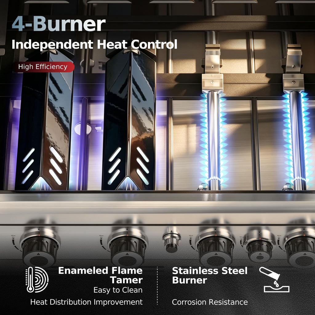 4 Burner Gas Grill with Infrared Side Burner L574468