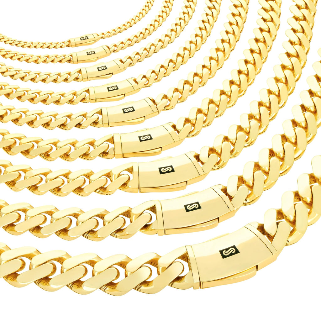 14k Yellow Gold Cuban Link Chain Necklace K383701