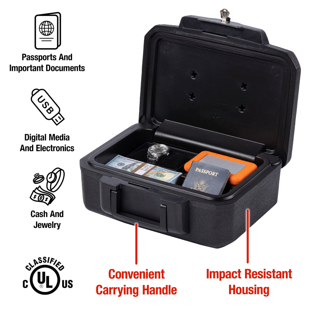 Black Fireproof Money Safe with Key Lock H349