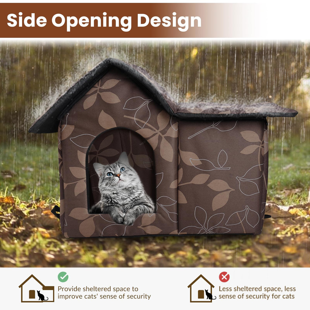 Weatherproof Collapsible Outdoor Cat House with Mat O421