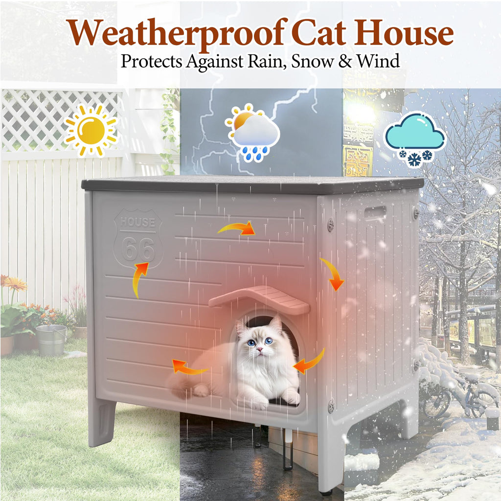 Insulated Outdoor Weatherproof Plastic Cat House X953247