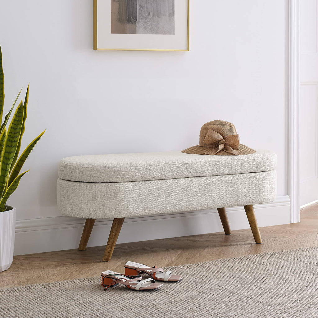 Oval Storage Bench with Rubber Wood Legs C333