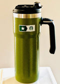 Double Walled Hammered Stainless Steel Tumbler With Handle I585046