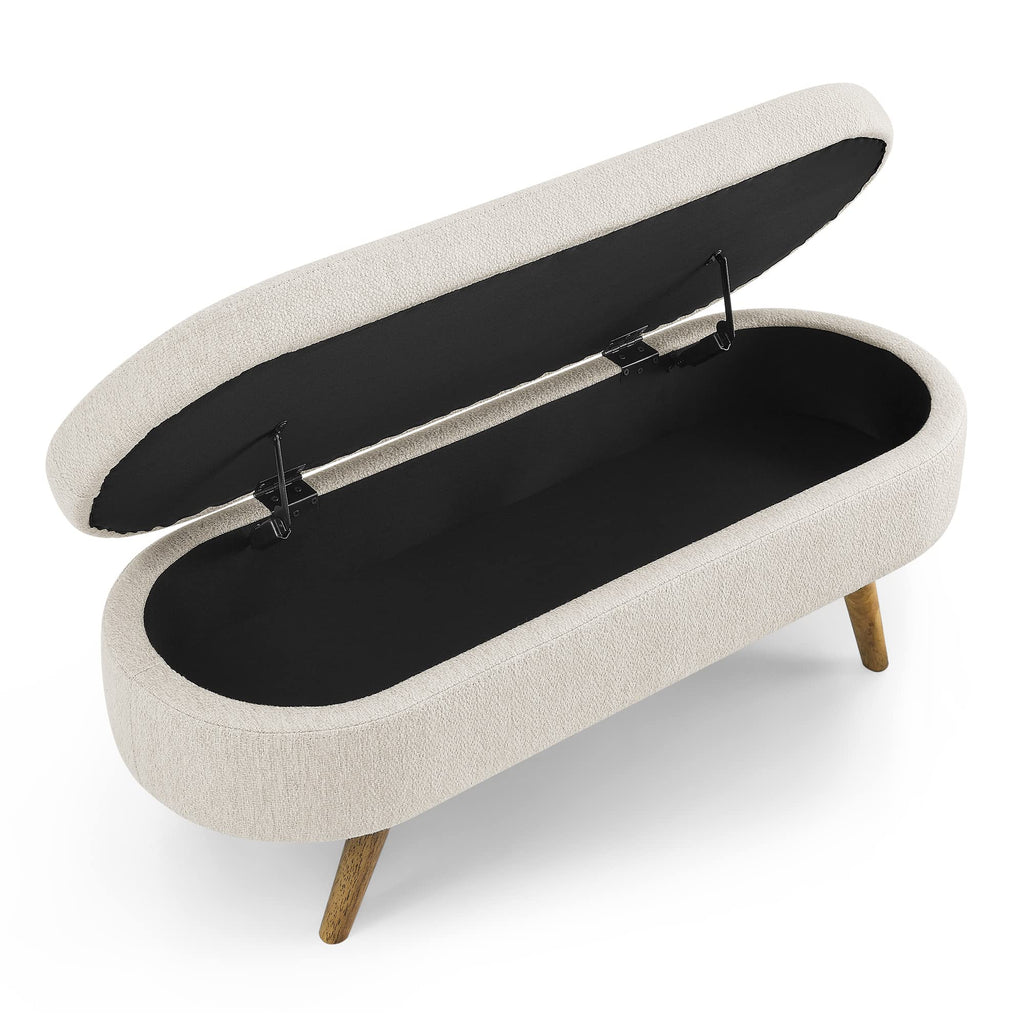 Oval Storage Bench with Rubber Wood Legs C333