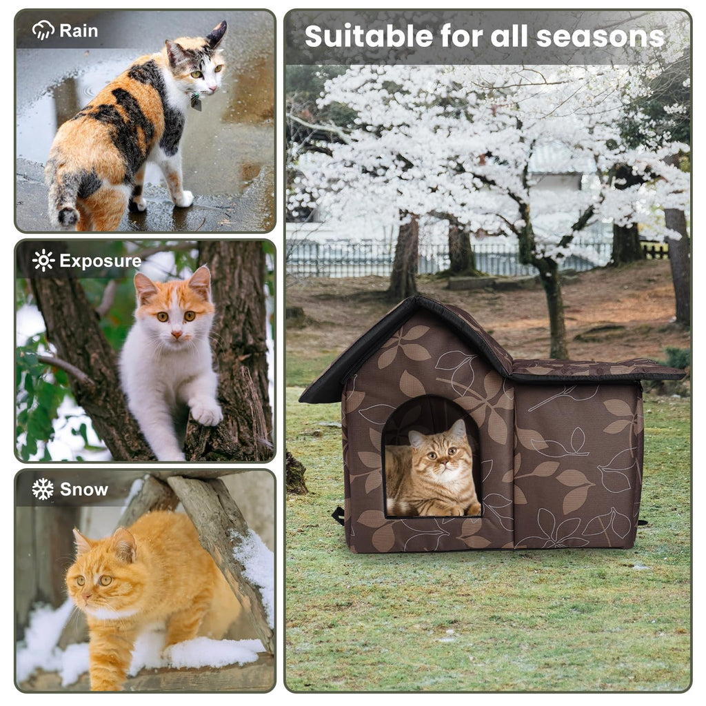 Weatherproof Collapsible Outdoor Cat House with Mat O421