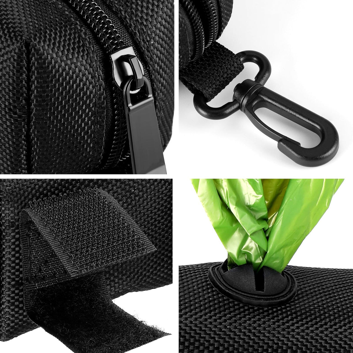 Black Dog Poop Bag Dispenser with Leash Clip T967303