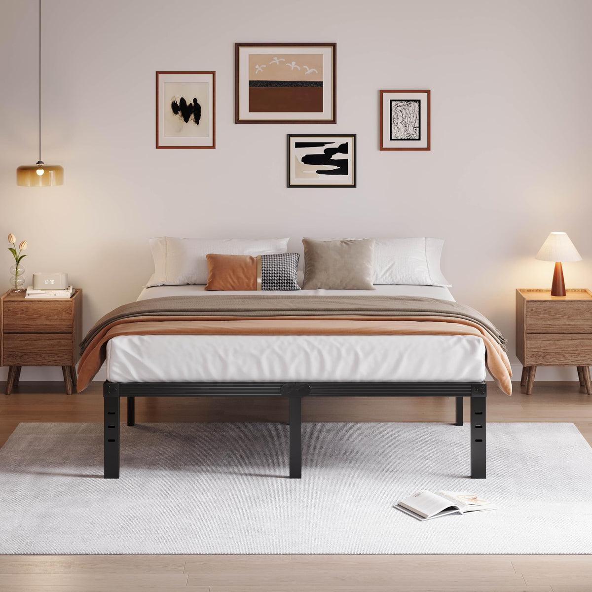 Black 18" Metal Queen Bed Frame B3649