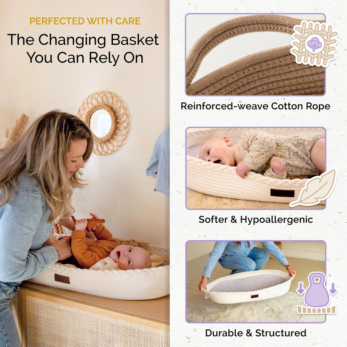 Baby Changing Basket, Portable Diaper Changing Pad V677302
