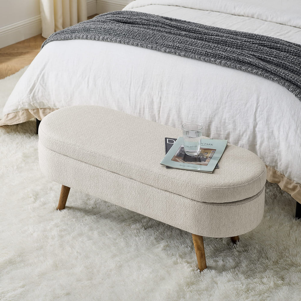 Oval Storage Bench with Rubber Wood Legs C333