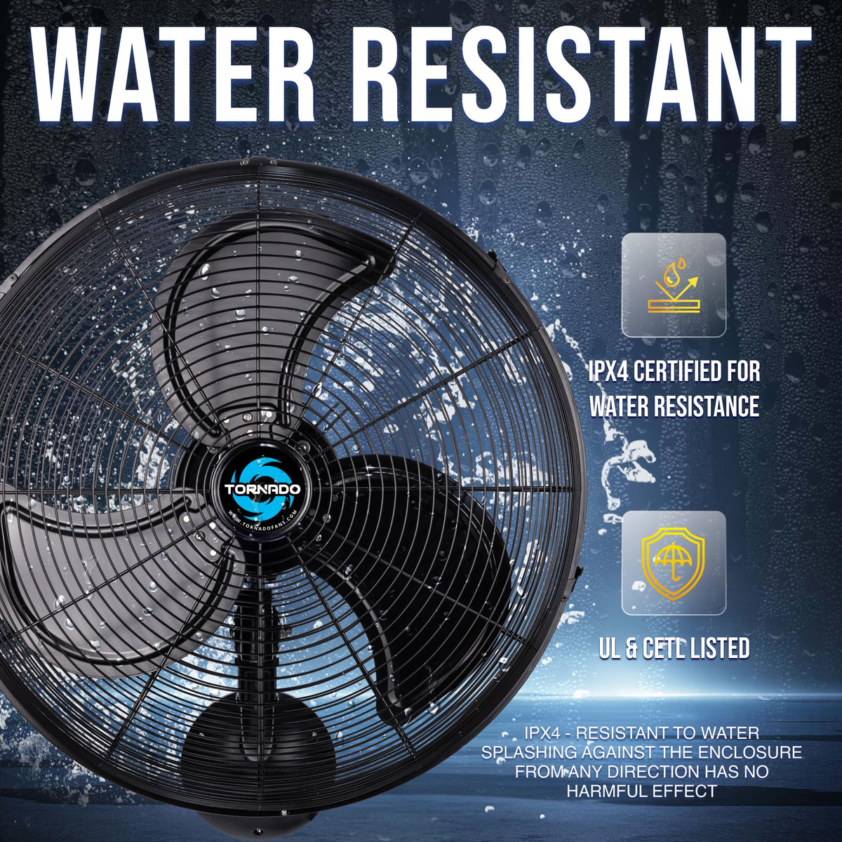 20 Inch Oscillating 3-Speed Waterproof Wall Mount Fan S934812
