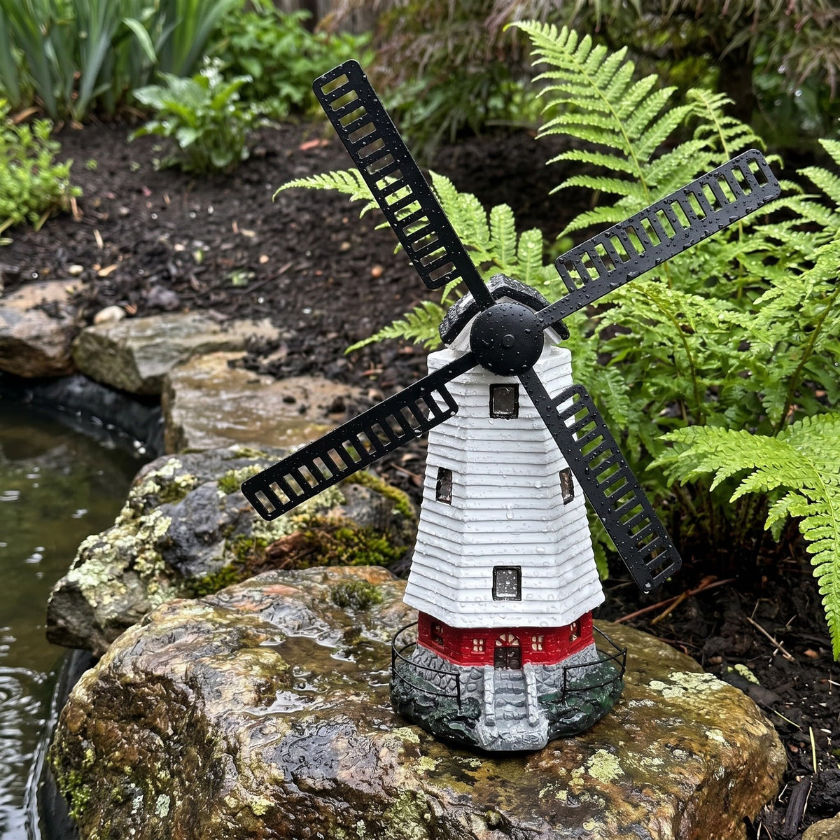 Solar Powered LED Lighthouse Garden Statue T7843
