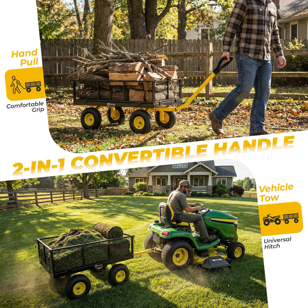 Steel Garden Cart 1000 lb Capacity Removable Sides Q42683