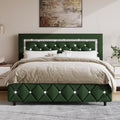 Green Faux Leather Upholstered Bed Frame with Headboard J95614