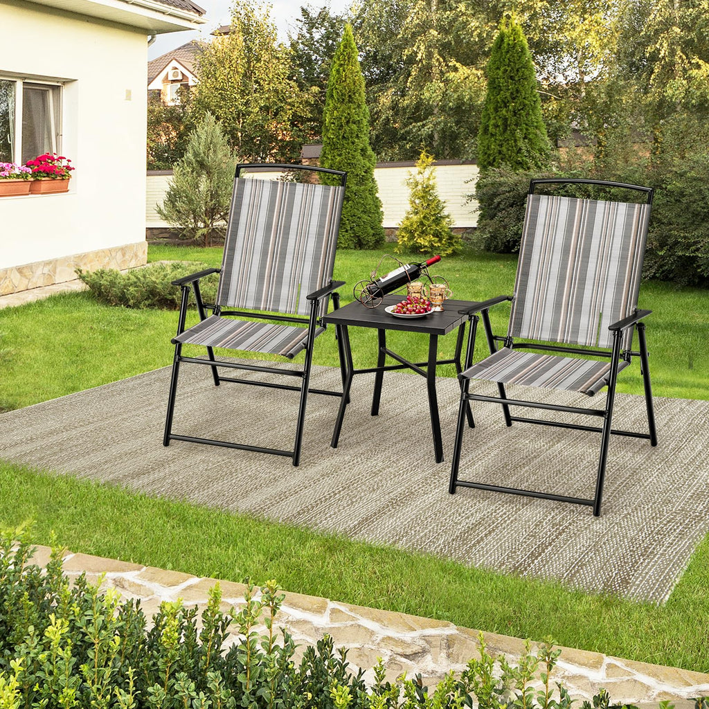 Patio Chairs Set of 2 Folding Armrests Metal Frame R669246