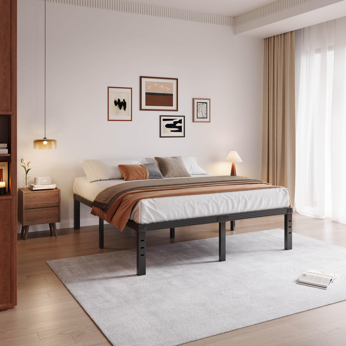 Black 18" Metal Queen Bed Frame B3649