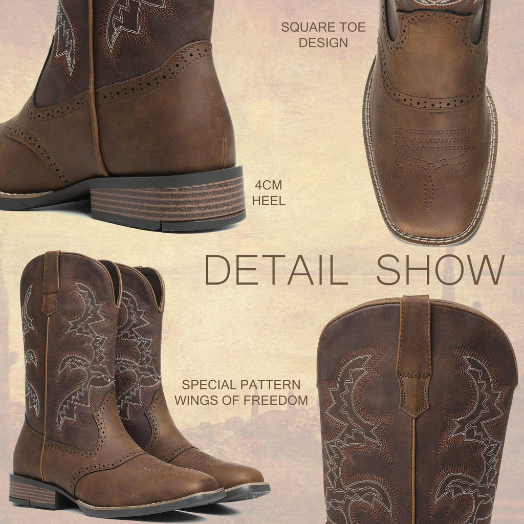 Cowboy Boots Square Toe Slip Resistant Work J145