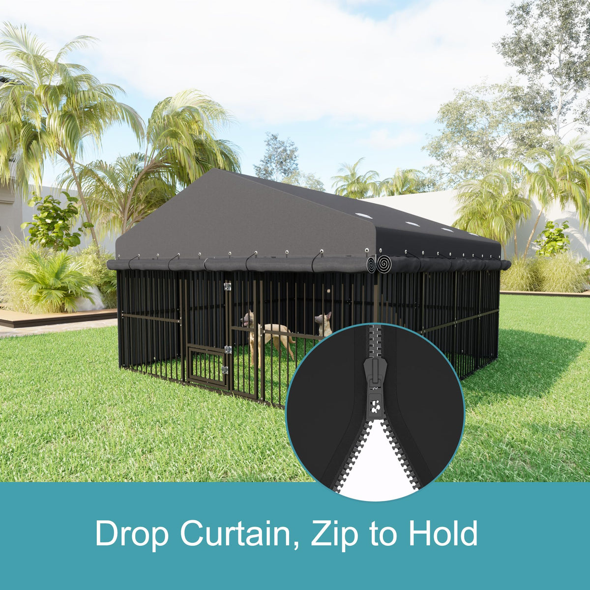 10x20x6.5 FT Heavy Duty Outdoor Dog Kennel with Roof R72183